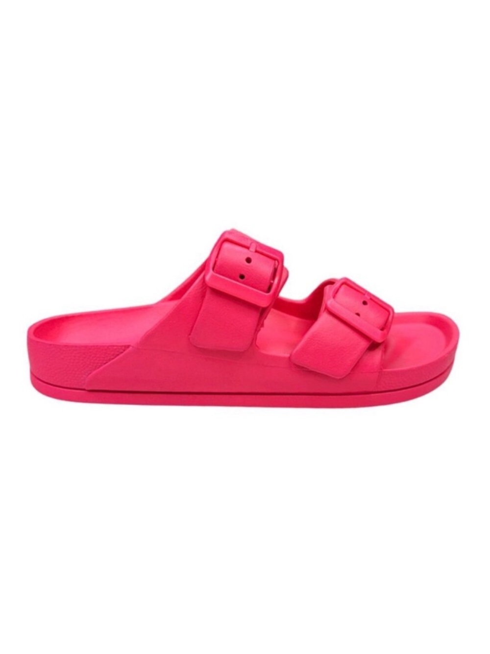 MIA Jasmin Neon Pink Double Strap Buckle Sandals - Size 7